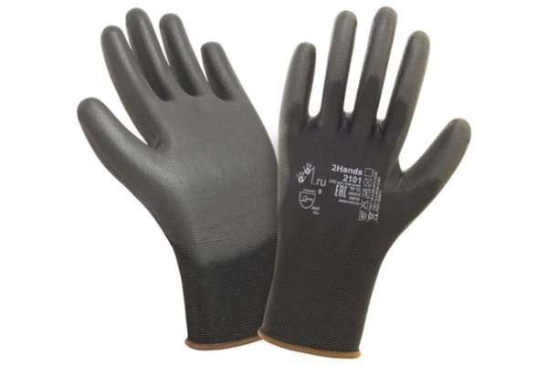Перчатки 2101 BLK полиуретановое покрытие черные