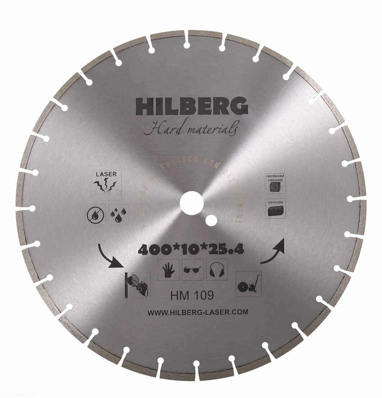 Диск алмазный Hilberg 400*25,4*12 HM109 Hard Materials Laser отрезной, сегментный
