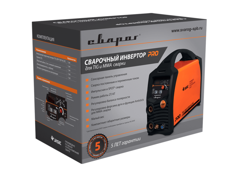 Инвертор для аргонодуговой сварки СВАРОГ PRO TIG 200 P DSP AC/DC (E201)