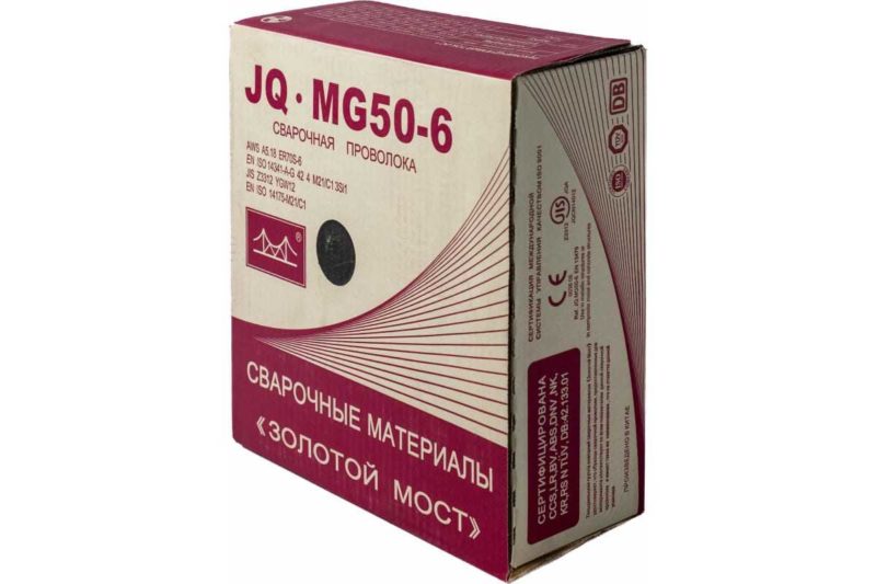 Проволока сварочная омеднённая JQ.MG50-6/ER70S-6 д.0,8 мм, 15кг Золотой мост