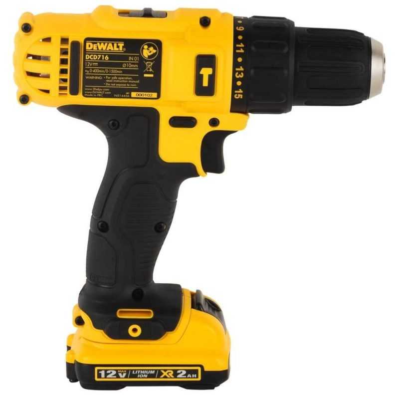 Аккумуляторная дрель-шуруповерт DEWALT DCD716D2-K ударная (Китай)